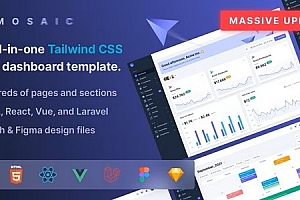 正版|Mosaic-Tailwind CSS管理仪表板模板