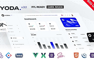 Yoda-引导程序5 HTML,Vue,React管理面板模板